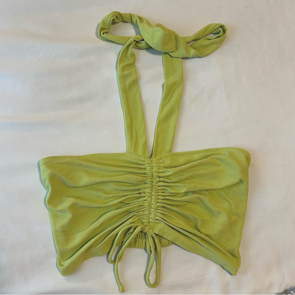Urban Outfitters Tia Cinch Halter Top Green Crop Top Small